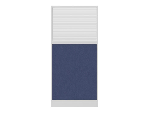 Configurable Acoustic Cubicle Partition Electric Hush Panel‚Äö√ë¬¢ 3' x 6' W/Window Cerulean Fabric Clear Fluted Window White Trim