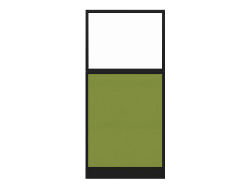 Configurable Acoustic Cubicle Partition Electric Hush Panel‚Äö√ë¬¢ 3' x 6' W/Window Lime Green Fabric Clear Window Black Trim