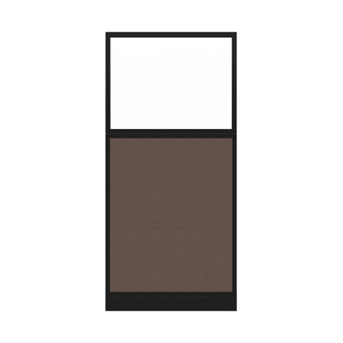 Configurable Acoustic Cubicle Partition Electric Hush Panel‚ 3' x 6' W/Window Mocha Fabric Clear Window Black Trim