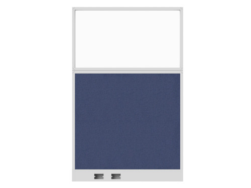 Configurable Acoustic Cubicle Partition Electric Hush Panel‚Äö√ë¬¢ 4' x 6' W/Window Cerulean Fabric Clear Fluted Window White Trim