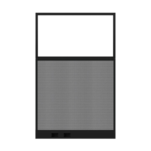 Configurable Acoustic Cubicle Partition Electric Hush Panel‚ 4' x 6' W/Window Charcoal Gray Fabric Frosted Window Black Trim