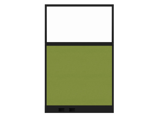 Configurable Acoustic Cubicle Partition Electric Hush Panel‚Äö√ë¬¢ 4' x 6' W/Window Lime Green Fabric Clear Window Black Trim