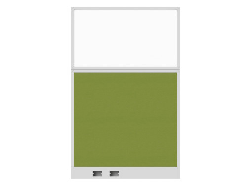 Configurable Acoustic Cubicle Partition Electric Hush Panel‚Äö√ë¬¢ 4' x 6' W/Window Lime Green Fabric Clear Fluted Window White Trim