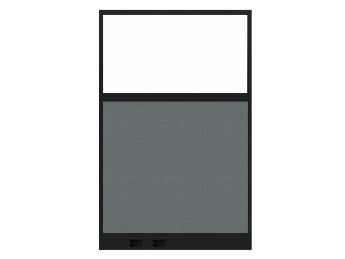 Configurable Acoustic Cubicle Partition Electric Hush Panel‚Äö√ë¬¢ 4' x 6' W/Window Sea Green Fabric Clear Window Black Trim