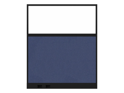 Configurable Acoustic Cubicle Partition Electric Hush Panel‚Äö√ë¬¢ 5' x 6' W/Window Cerulean Fabric Frosted Window Black Trim