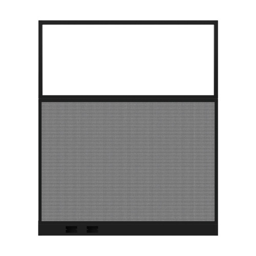 ConfigurablConfigurable Acoustic Cubicle Partition Electric Hush Panel‚ 5' x 6' W/Window Black Fabric Frosted Window Black Trim