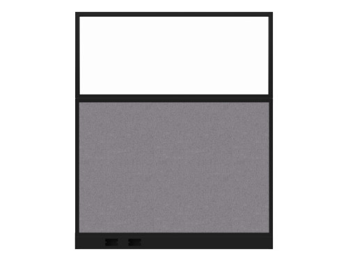 Configurable Acoustic Cubicle Partition Electric Hush Panel‚Äö√ë¬¢ 5' x 6' W/Window Cloud Gray Fabric Clear Window Black Trim