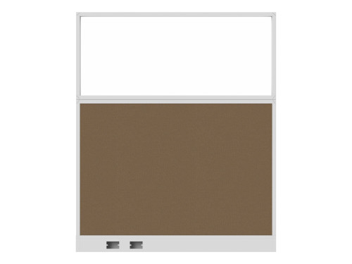 Configurable Acoustic Cubicle Partition Electric Hush Panel‚Äö√ë¬¢ 5' x 6' W/Window Latte Fabric Clear Fluted Window White Trim