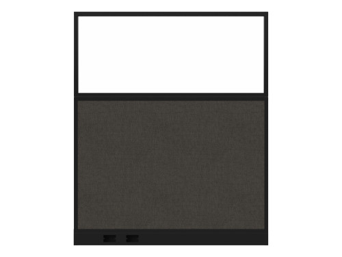 Configurable Acoustic Cubicle Partition Electric Hush Panel‚Äö√ë¬¢ 5' x 6' W/Window Mocha Fabric Frosted Window Black Trim