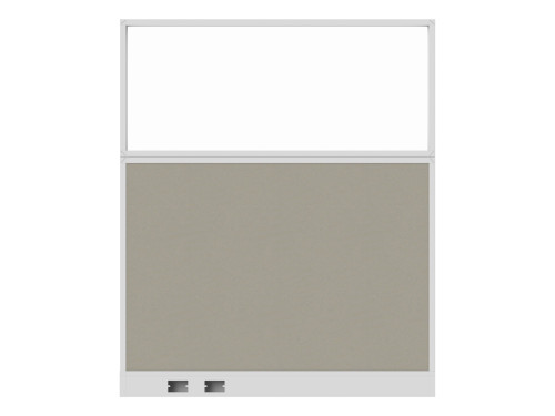 Configurable Acoustic Cubicle Partition Electric Hush Panel‚Äö√ë¬¢ 5' x 6' W/Window Sand Fabric Clear Window White Trim