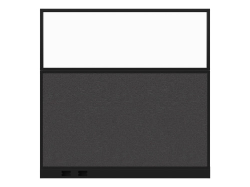 Configurable Acoustic Cubicle Partition Electric Hush Panel‚Äö√ë¬¢ 6' x 6' W/Window Charcoal Gray Fabric Clear Fluted Window Black Trim