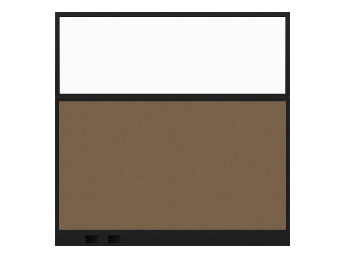 Configurable Acoustic Cubicle Partition Electric Hush Panel‚Äö√ë¬¢ 6' x 6' W/Window Latte Fabric Clear Fluted Window Black Trim