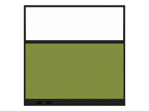 Configurable Acoustic Cubicle Partition Electric Hush Panel‚Äö√ë¬¢ 6' x 6' W/Window Lime Green Fabric Clear Window Black Trim