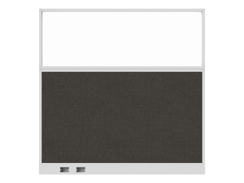 Configurable Acoustic Cubicle Partition Electric Hush Panel‚Äö√ë¬¢ 6' x 6' W/Window Mocha Fabric Clear Window White Trim