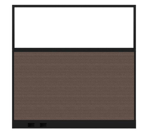 Configurable Acoustic Cubicle Partition Electric Hush Panel‚ 6' x 6' W/Window Mocha Fabric Frosted Window Black Trim