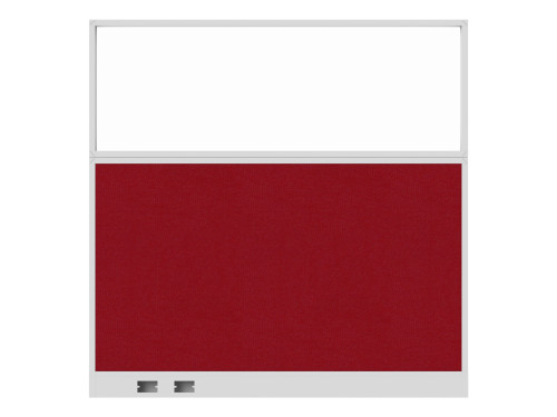 Configurable Acoustic Cubicle Partition Electric Hush Panel‚Äö√ë¬¢ 6' x 6' W/Window Red Fabric Frosted Window White Trim