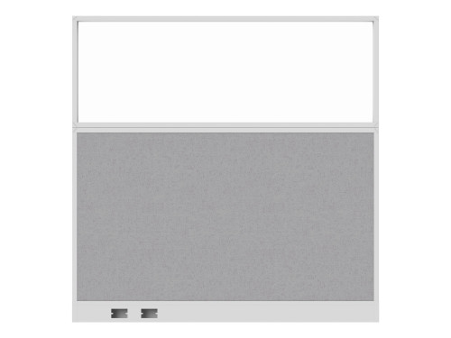 Configurable Acoustic Cubicle Partition Electric Hush Panel‚Äö√ë¬¢ 6' x 6' W/Window Slate Fabric Frosted Window White Trim