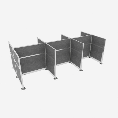 Hush Panel Electric Cubicle 6-pack 6' x 6' x 4', Classic Gray Silver Frame