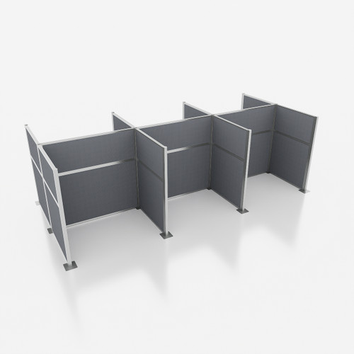 Hush Panel Cubicle 6-pack 6' x 6' x 4', Ash Gray Silver Frame