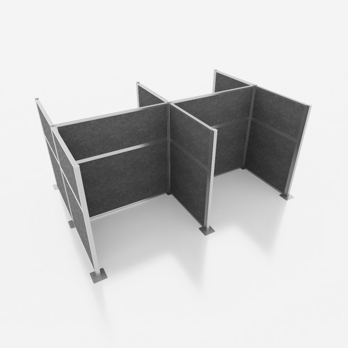 Hush Panel Cubicle 4-pack 6' x 6' x 4', Cloud Gray Woven Fabric Silver Frame