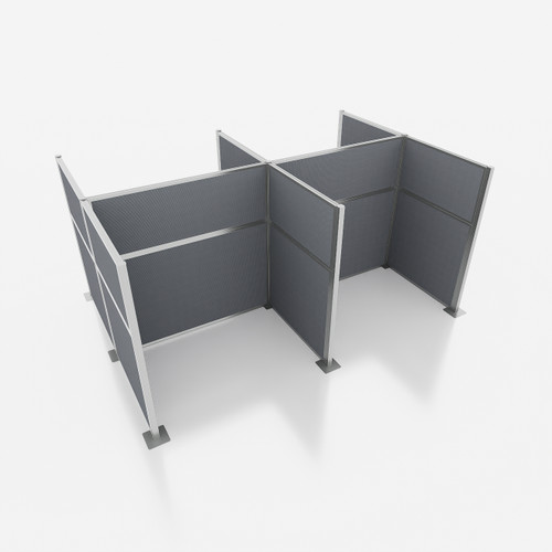 Hush Panel Cubicle 4-pack 6' x 6' x 4', Ash Gray Silver Frame