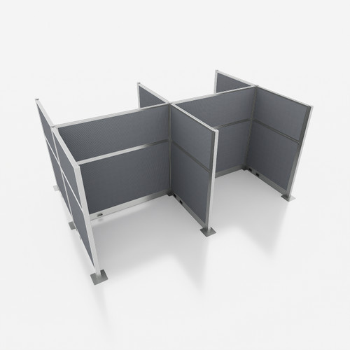 Hush Panel Electric Cubicle 4-pack 6' x 6' x 4', Ash Gray Silver Frame