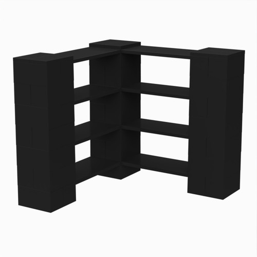 EverBlock Corner Shelving Kit 4 Level Single Corner Kit A Black