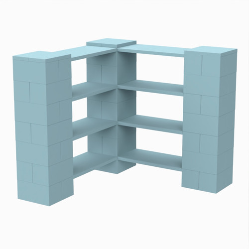 EverBlock Corner Shelving Kit 4 Level Single Corner Kit A Light Blue