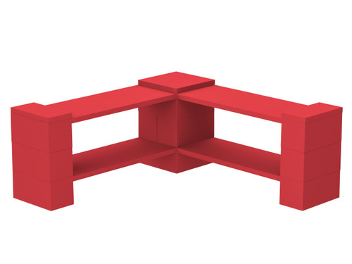 EverBlock Corner Shelving Kit 2 Level Single Corner Kit B Red
