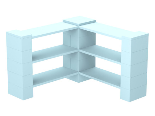 EverBlock Corner Shelving Kit 3 Level Single Corner Kit B Light Blue