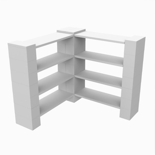 EverBlock Corner Shelving Kit 4 Level Single Corner Kit B White
