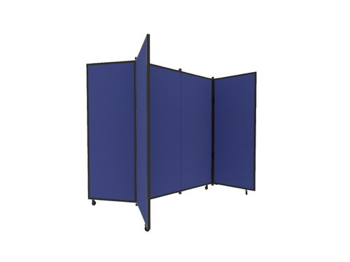 Portable Display Board, Free Standing, 5'9" x 6'2", Black Frame, Fabric Royal Blue