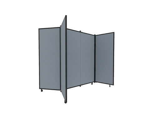Portable Display Board, Free Standing, 5'9" x 6'2", Black Frame, Fabric Powder Blue
