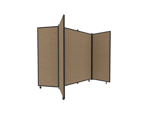 Portable Display Board, Free Standing, 5'9" x 6'2", Black Frame, Fabric Latte