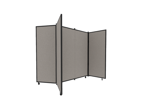 Portable Display Board, Free Standing, 5'9" x 6'2", Black Frame, Fabric Warm Pebble