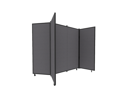 Portable Display Board, Free Standing, 5'9" x 6'2", Black Frame, Fabric Ash Gray
