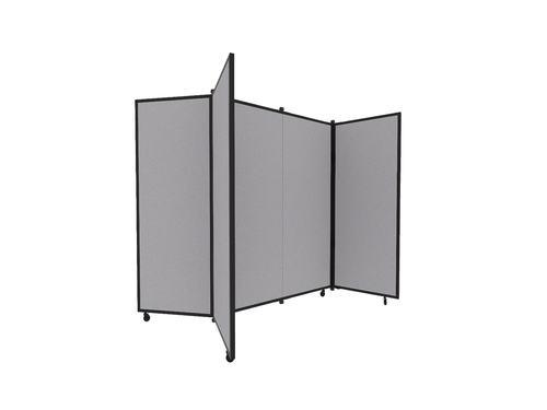 Portable Display Board, Free Standing, 5'9" x 6'2", Black Frame, Fabric Speckled Gray