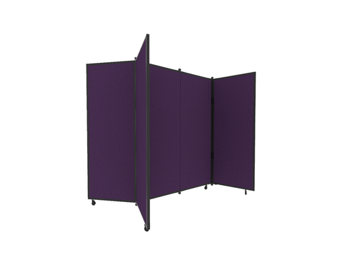 Portable Display Board, Free Standing, 5'9" x 6'2", Black Frame, Fabric Purple