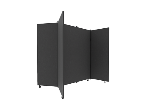 Portable Display Board, Free Standing, 6'5" x 6'2", Black Frame, Fabric Ocean