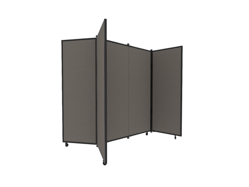 Portable Display Board, Free Standing, 6'5" x 6'2", Black Frame, Fabric Mocha