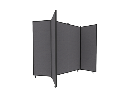 Portable Display Board, Free Standing, 6'5" x 6'2", Black Frame, Fabric Ash Gray