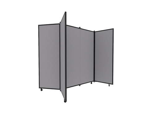 Portable Display Board, Free Standing, 6'5" x 6'2", Black Frame, Fabric Classic Gray