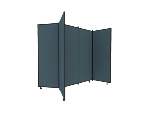 Portable Display Board, Free Standing, 6'5" x 6'2", Black Frame, Fabric Caribbean
