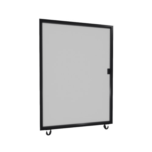 Hush Panel Cubicle Sliding Door, 6'h x 4'w, Matte Black Trim, Frosted Poly, Right Door