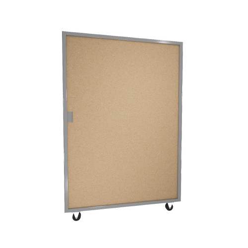 Hush Panel Cubicle Sliding Door, 6'h x 4'w, Silver Trim, Acoustic Control Beige, Left Door