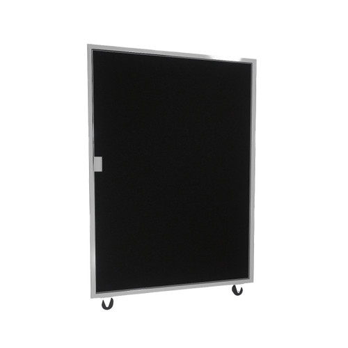 Hush Panel Cubicle Sliding Door, 6'h x 4'w, Silver Trim, Acoustic Control Black, Left Door