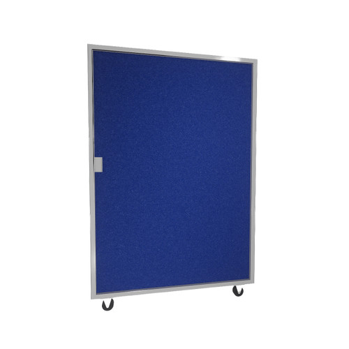Hush Panel Cubicle Sliding Door, 6'h x 4'w, Silver Trim, Acoustic Control Navy Blue, Left Door