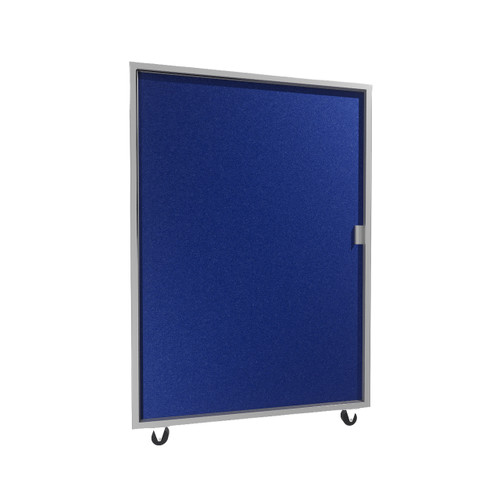 Hush Panel Cubicle Sliding Door, 6'h x 4'w, Silver Trim, Acoustic Control Navy Blue, Right Door