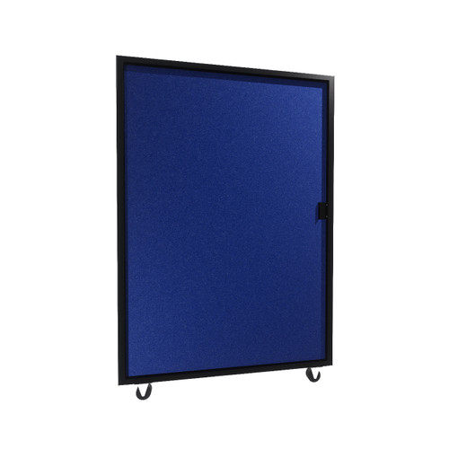 Hush Panel Cubicle Sliding Door, 6'h x 4'w, Matte Black Trim, Acoustic Control Navy Blue, Right Door