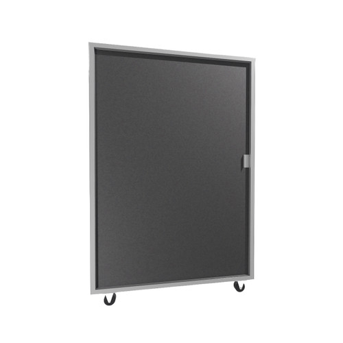 Hush Panel Cubicle Sliding Door, 6'h x 4'w, Silver Trim, Acoustic Control Dark Gray, Right Door